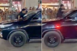 Video: Chappal thrown at the bulletproof car of PM Modi
