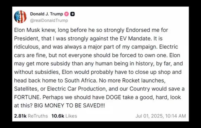 Trump warns Elon Musk to “head back home” in fiery subsidy clash