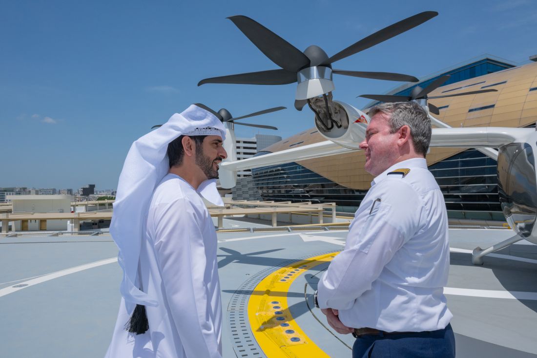 Hamdan bin Mohammed reviews world’s first air taxi station near Dubai airport