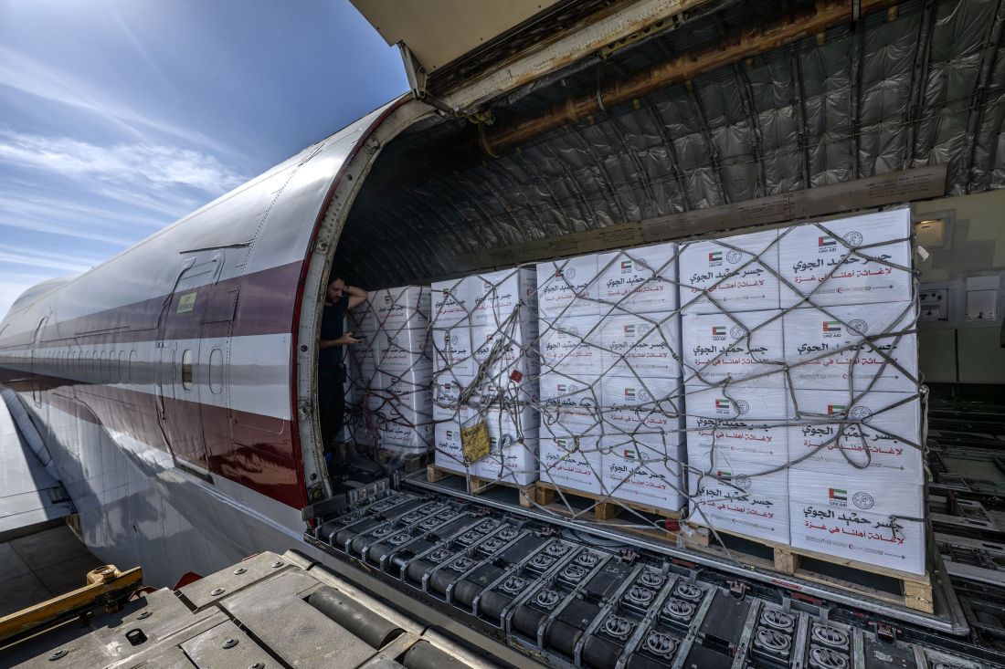UAE sends 100 tonne aid flight to Gaza under Humaid Air Bridge