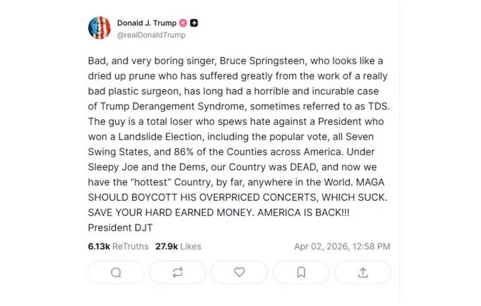 Trump Springsteen clash erupts after Minneapolis concert speech