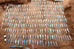 What was found in Egypt’s Nile Delta tomb with 560 funerary figurines?