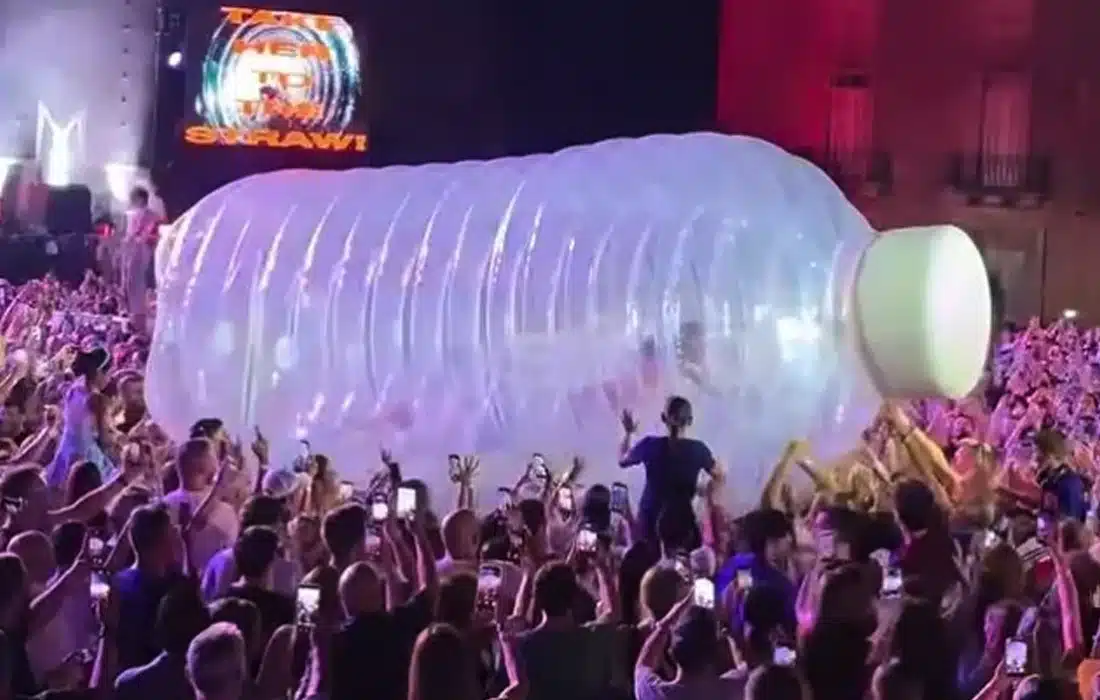 Katy Perry's giant inflatable bottle stunt took an unexpected turn