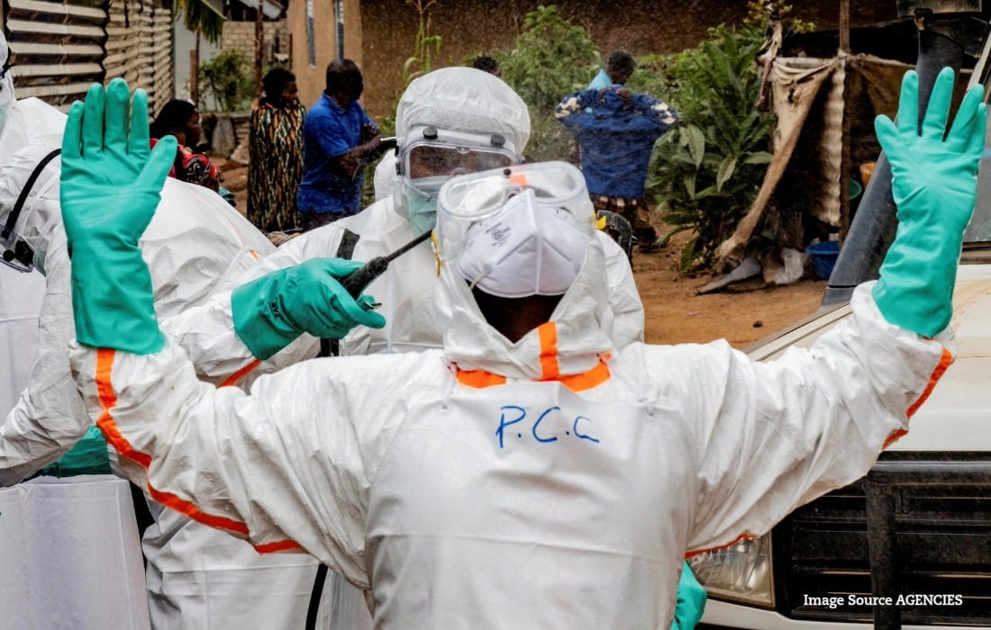 Health workers in protective equipment responding to the DR Congo Ebola outbreak.