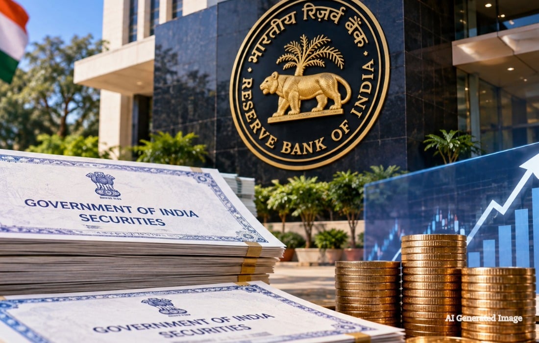 Reserve Bank of India headquarters as RBI prepares a Rs 25,000 crore government bond sale to manage surplus liquidity.