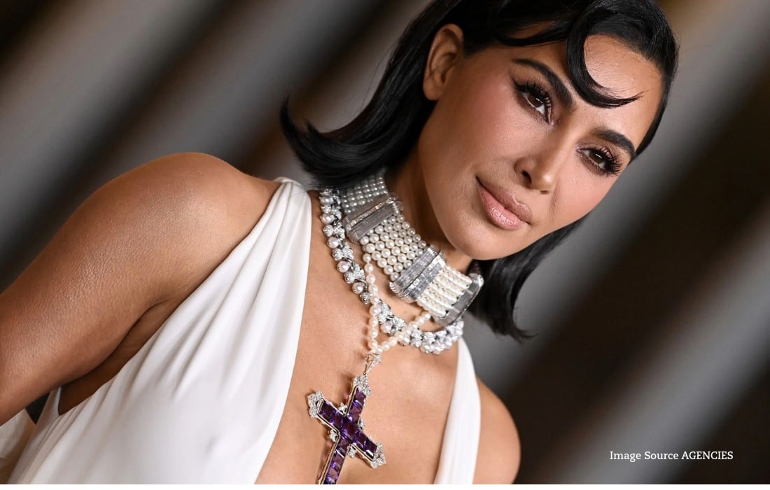 Kim Kardashian arrives at a Paris court during proceedings connected to the 2016 jewellery heist.