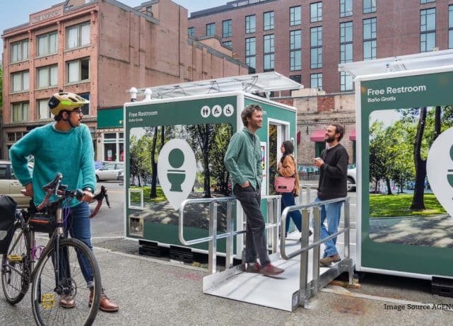 Touchless modular public bathroom being introduced as part of New York City’s new 17-unit restroom pilot.