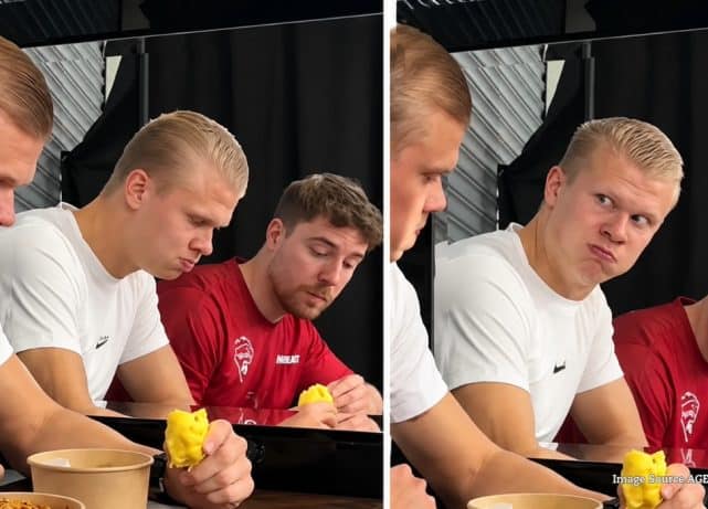 Erling Haaland recreates viral AI ‘scared Haaland’ meme with MrBeast