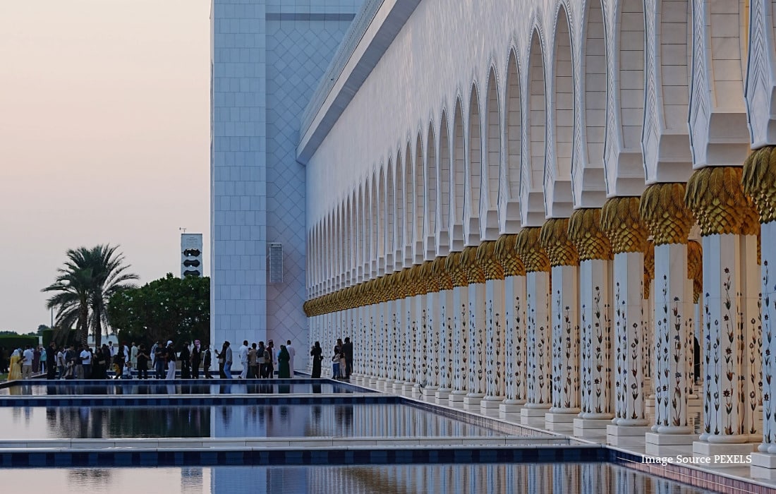 UAE mosque where Friday worshippers are being encouraged to conserve water and teach children about responsible use.