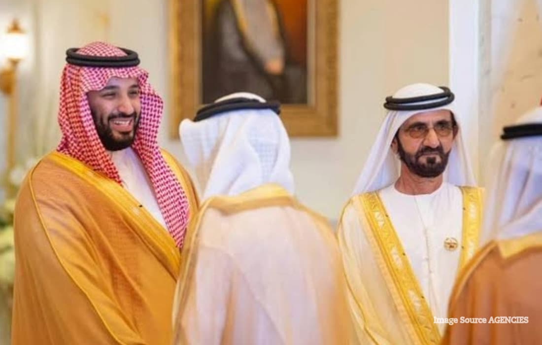Sheikh Mohammed bin Rashid and Saudi Crown Prince during an official meeting.