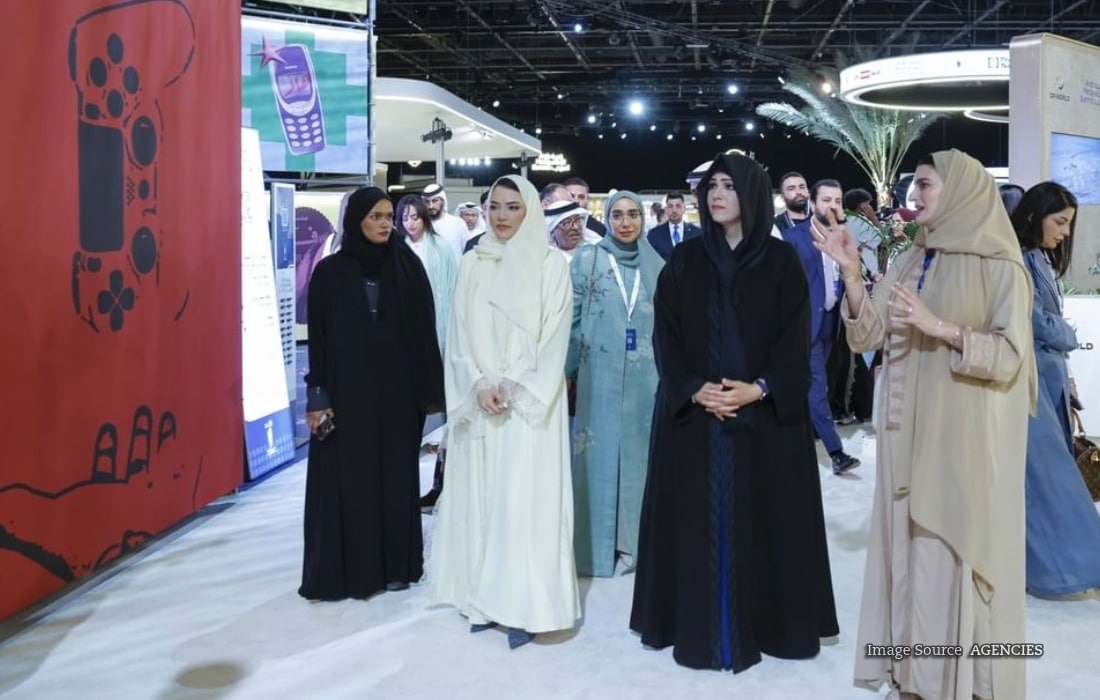 Sheikha Latifa bint Mohammed touring Arab Media Summit 2026 at Dubai World Trade Centre.
