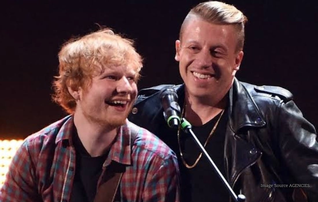 Macklemore performing onstage before being removed from remaining dates on Ed Sheeran’s US Loop Tour.