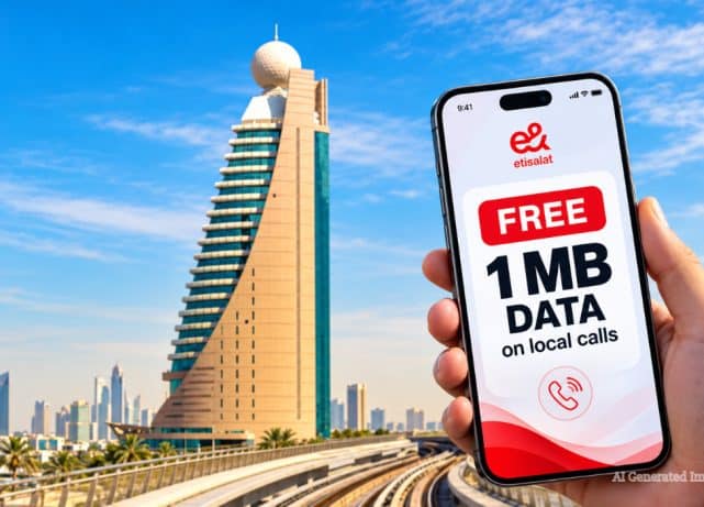 Etisalat UAE mobile promotion offering free data based on the duration of eligible local calls.