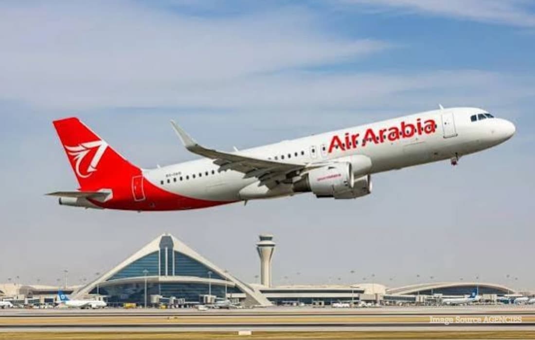 Air Arabia aircraft representing the resumed daily Ras Al Khaimah to Kozhikode route connecting the UAE with Kerala.