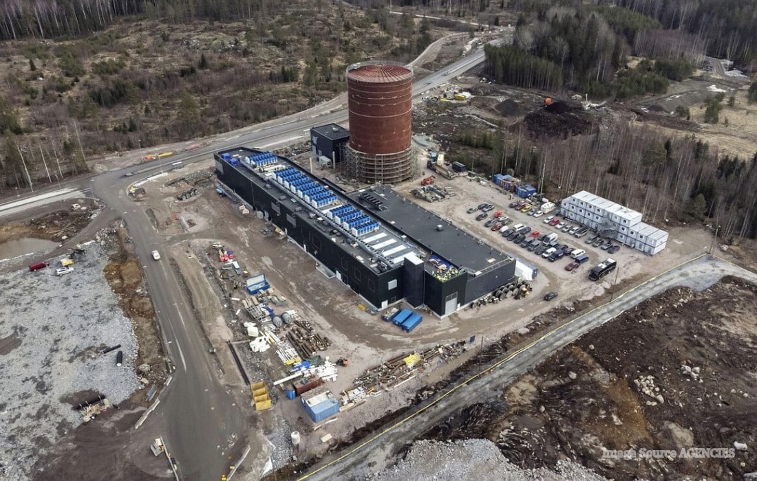 Aerial view of forest clearance at Google's proposed data centre site in Muhos, Finland.