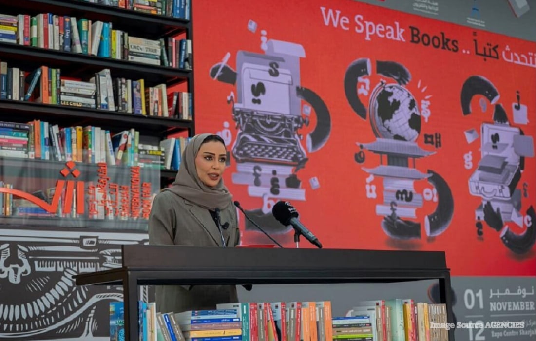 Visitors browse books at Sharjah International Book Fair, which returns in November 2026 with discussions on AI, audiobooks and children's publishing