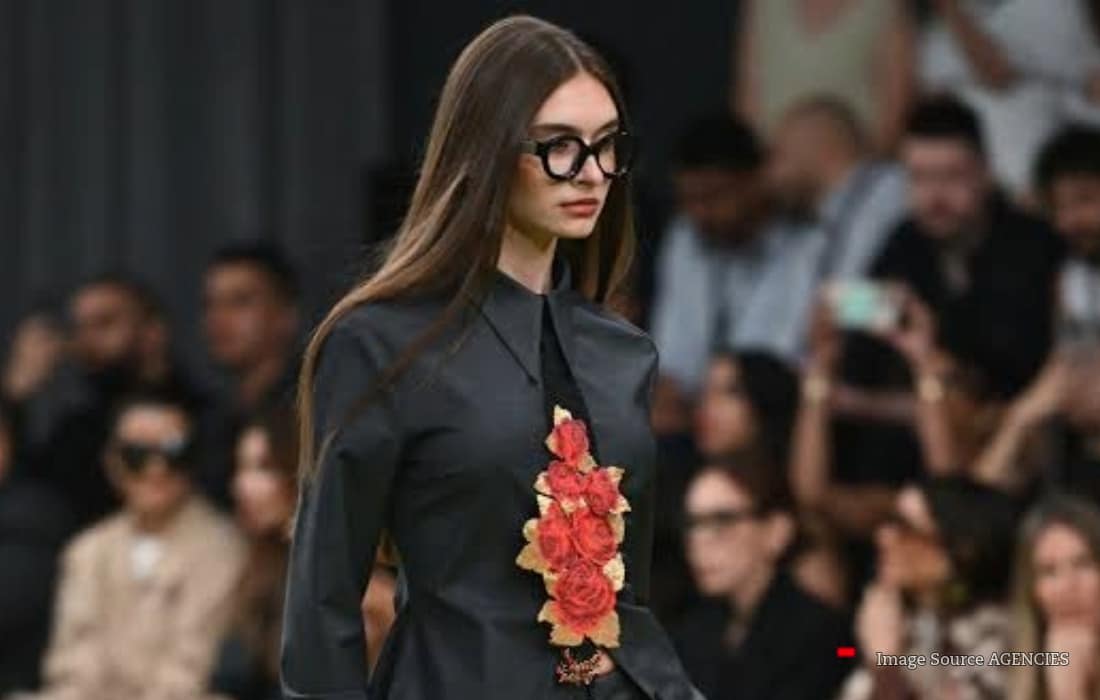 Models showcase Spring/Summer 2027 collections at Dubai Fashion Week 2026 in Dubai Design District.