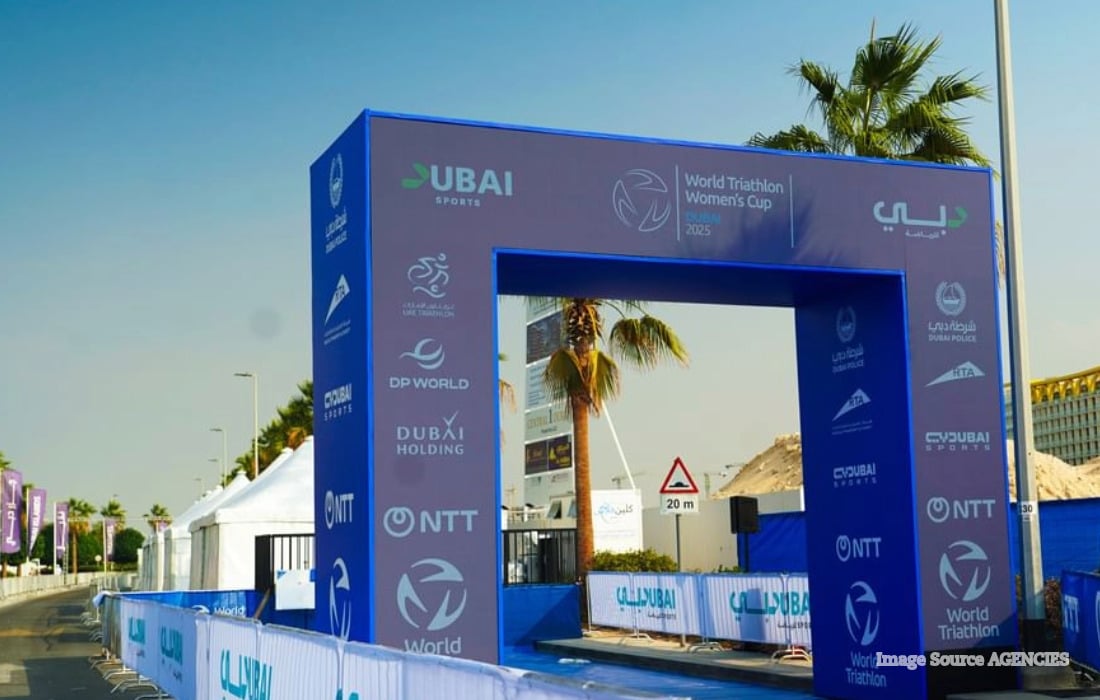 Female athletes compete in the World Triathlon Women's Cup Dubai, returning to Al Mamzar Beach Park in December 2026