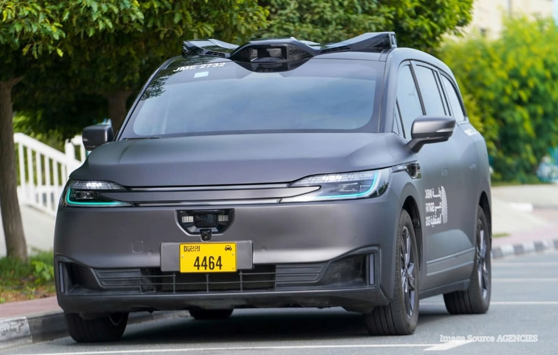 Dubai RTA autonomous self-driving taxi on the road as the emirate plans to expand its driverless vehicle fleet by 2030