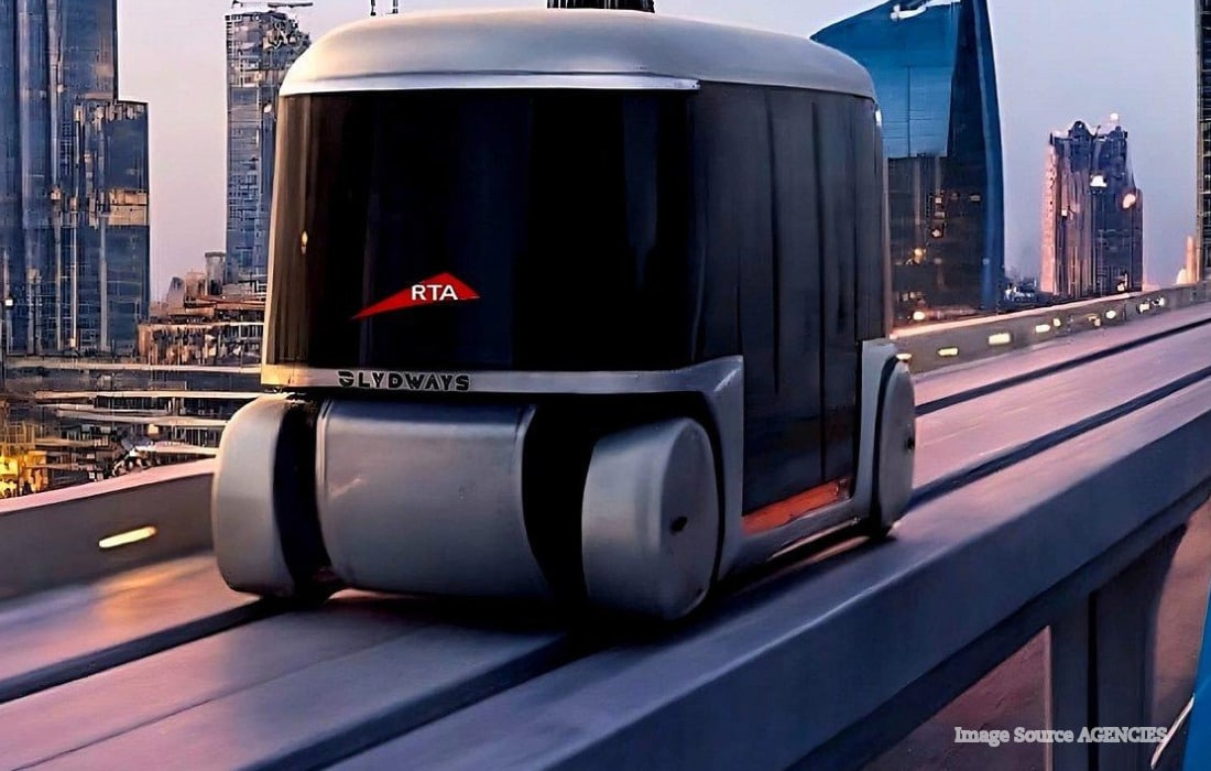 Glydways autonomous electric passenger pod undergoing a driverless transport trial at Bluewaters Island in Dubai