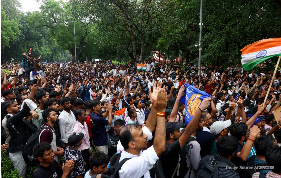 Cockroach Janta Party supporters protesting in India over voter-roll revisions