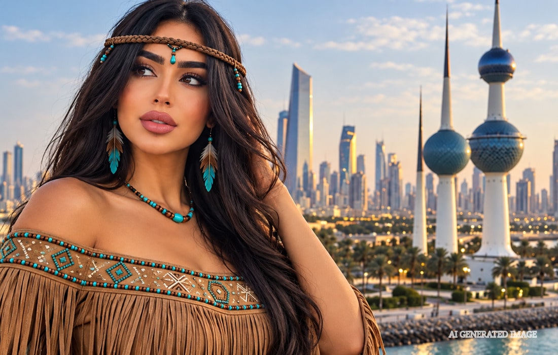 Egyptian fashion influencer Nourhan, known as Pocahontas, who has been deported from Kuwait