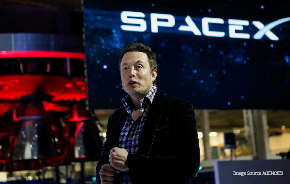 Elon Musk speaking at a SpaceX event as the company prepares to rename its AI division SpaceXSI.